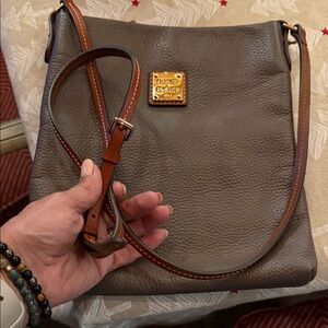 Dooney & Bourke Taupe Pebbled Leather Crossbody Bag